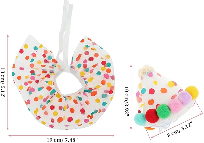 Cat Costume, Cat Birthday Bandana Scarf and Party Hat, Dog Birthday Decorations Set, Pet Outfit for Birthday Party Christmas, Large