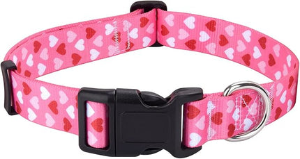 Dog Collar - Adjustable Heart Dog Collar - Love Theme - Perfect for Small Medium Large Dogs(Pink Heart,M)