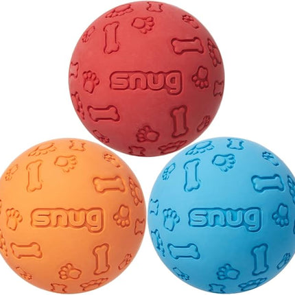 Snug Rubber Dog Balls for Small and Medium Dogs - Tennis Ball Size - Virtually Indestructible (3 Pack - Classic)