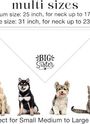 Big Sister Dog Bandana, White Pet Triangle Scarf Accessories, Pet Bandana for Large Dogs, Baby Announcement Dog Bandanas (L)
