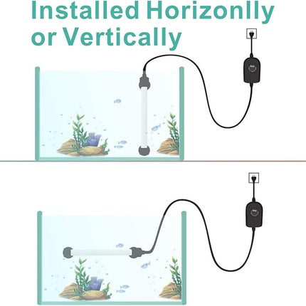 hygger 100W Mini Inline Quartz Glass Aquarium Heater with External Controller, Adjustable Submersible Betta Fish Tank Thermostat for 10-30 Gallon