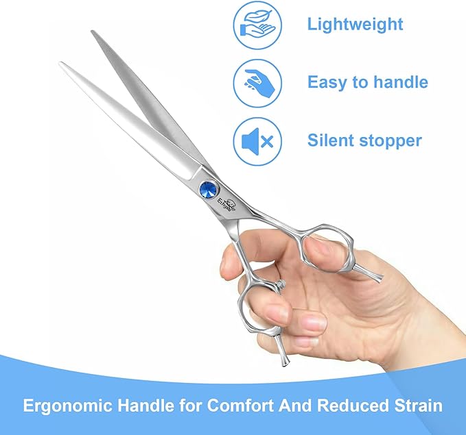 7" Dog Grooming Scissors, Premium Stainless Steel Pet Straight Shears for Dogs, Cats, and Small Animals, Sharp for Grooming Thick Hair