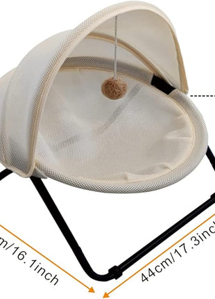 Cat Bed, Pet Hammock Bed for Cats and Dogs, Comfortable and Breathable Elevated Cat & Dog Nest, Easy to Assemble, Cover Removable and Washable, Suitable for Indoor and Outdoor Use (Cream)