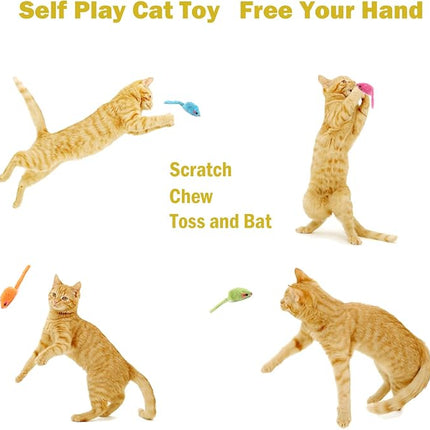 12PCS Rattle Cat Mouse Toys also Prefilled Catnip, 2.36” Mice Body Size, Faux Fur Cat Mice Toys with Plastic Body, Interactive Catnip Toys for Indoor Cats Play Fetch