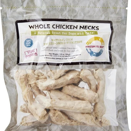 Fresh Is Best Freeze Dried Dog Treats - Raw Chicken Necks for Dogs & Cats - Training Treats for Dogs in Resealable Zipper Bag - High-Protein Single Ingredient Dog Treat - Made in The USA