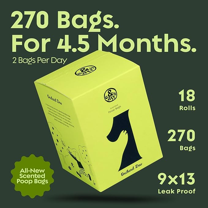 &earth Poop Bags for Dogs, Leak-Proof, Extra Thick, Fig-Scented, Waste Bag Refill Rolls, 9x13 Inch, 270 Count