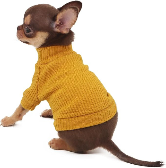 LOPHIPETS Small Dog Turtleneck Sweaters for Teacup Chihuahua Yorkie Puppy Cat Clothes-Yellow/XS