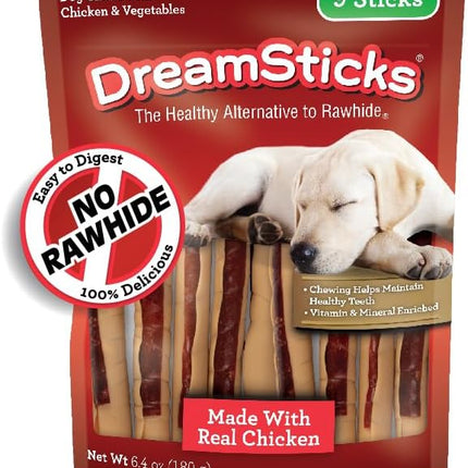 DreamBone DreamSticks, Rawhide Free Dog Chew Sticks Made with Real Chicken and Vegetables, 9 Sticks