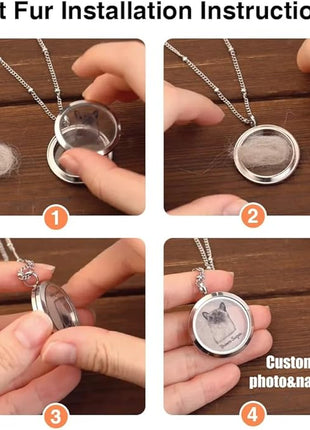 callie Personalized Pet Fur Memorial Necklace - Custom Name, Dog Cat Hair Ashes Storage Glass Necklace, Birthday Memory Jewelry Gifts for Women Pet Lovers