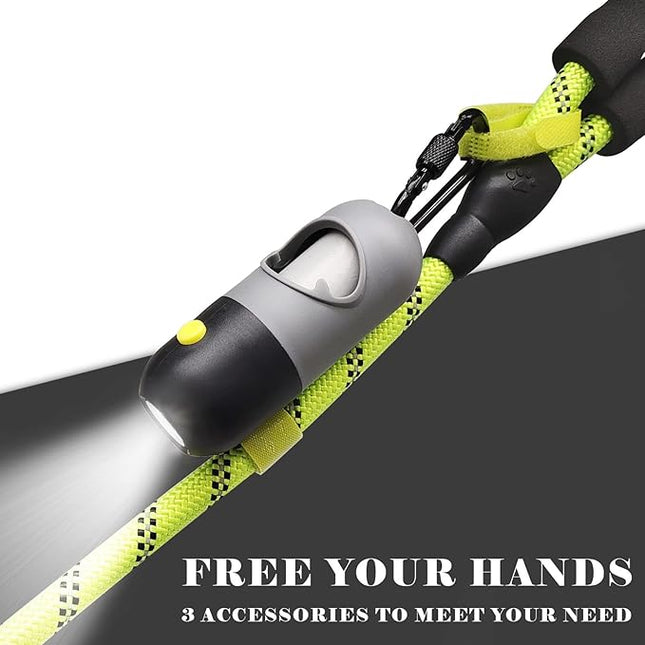 Dog Poop Bags Holder with LED Flashlight|Pet Waste Bags Dispenser for Leash|Doggie Potty Bags Container with Leak-proof Pet Trash Bags and Accessories (1 Holder 15 Bags, Grey and Black)