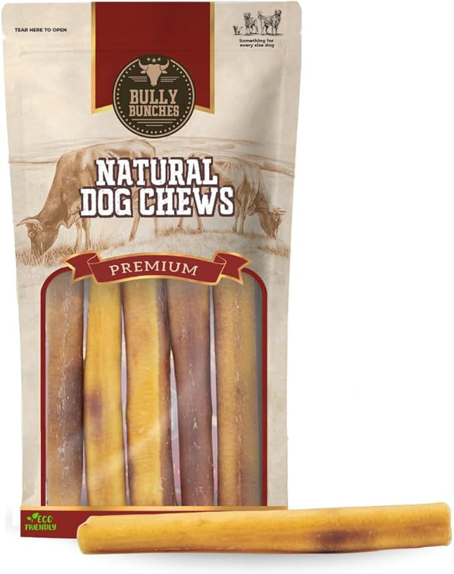 Bully Bunches Premium 6 Inch Thick Odour-Free Bully Sticks for Small & Medium Dogs - Long Lasting Chews for Oral Care - All Natural & Single Ingredient, 100% Beef Dog Treat, Rawhide Alternative (5 Pk)