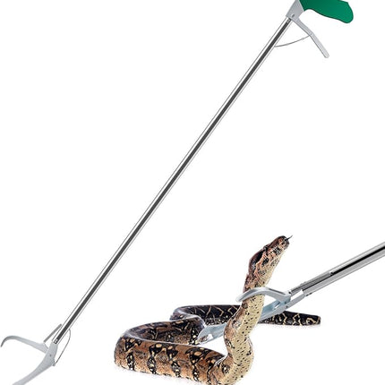 60“ Professional Snake Tongs - Extra Long Heavy Duty Snake Catcher Tongs Grabber Rattle Wide Jaw Handling Tool