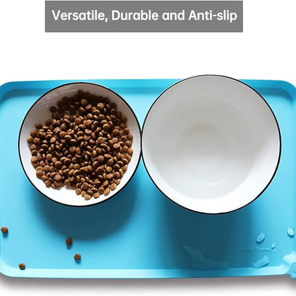 Hoki Found - Waterproof Pet Feeding Mats with High Lips, Multiple Size and Colors -A