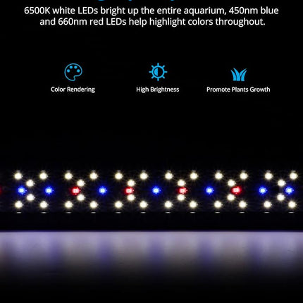 NICREW SkyLED Plus Aquarium Plant Light, Freshwater Fish Tank Light with Ramp Up and Dim Down, Spectrum Adjustable and Lighting Schedule Programmable with Controller, 12-18 Inches, 11 Watts
