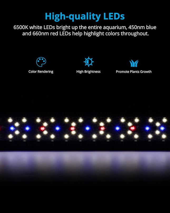 NICREW SkyLED Plus Aquarium Plant Light, Freshwater Fish Tank Light with Ramp Up and Dim Down, Spectrum Adjustable and Lighting Schedule Programmable with Controller, 36-48 Inches, 36 Watts