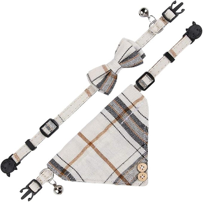 Faleela Breakaway Cat Collar with Bells - 2 Pack Cat Collar with Bells, Cat Collars with Bandana, Accessories for Pet Collars, Adjustable for Cats and Small Dogs