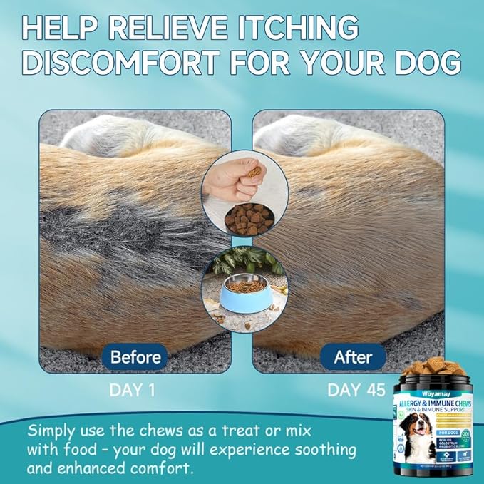 200 Dog Allergy Relief Chews for Dogs Itchy Skin Relief, Anti Itch for Dogs Ears & Paw Relief, Itchy Dog Skin Relief for Seasonal Allergy, Omega 3 Fish Oil, Turmeric & Colostrum Immune Support
