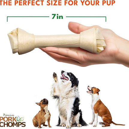 Pork Chomps Baked Pork Skin Dog Chews, 7-inch Knots, 8 Count