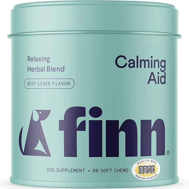 Finn Calming Aid for Dogs - Natural Calming Chews with Melatonin to Support Stress, Separation & Sleep - 90 Soft Chews