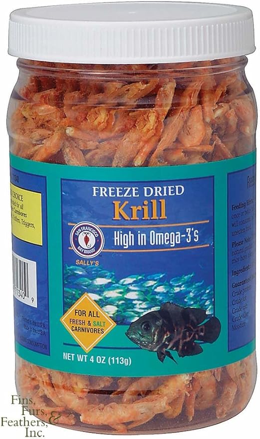 San Francisco Bay Brand Freeze Dried Krill Fish Food - All-Natural, Sustainably Harvested, High Protein Dried Shrimp for Freshwater and Saltwater Carnivores - 4 oz (113g)
