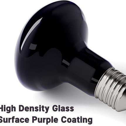 60W Reptile Night Light Bulb, UVA Heat Lamp - Simulate Natural Moonlight, Purple Basking Lamp for Bearded Dragon, Lizard