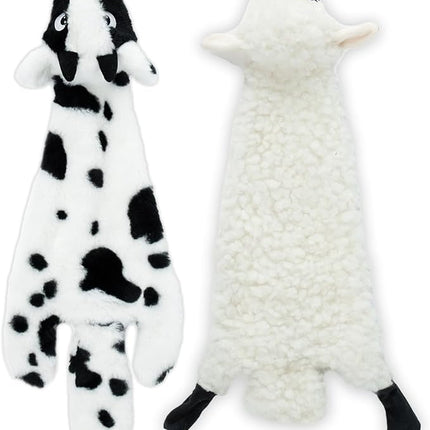 Best Pet Supplies Squeaky Dog Toys with Soft Durable Fabric for Small, Medium and Large Pets Interactive Toy for Indoor Play, Supports Active Biting and Play - Sheep, Cow, size L