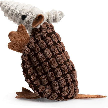 Hollypet Plush Dog Squeaky Toy Stuffed Armadillo Animal Pet Puppy Chew Toys with Clean Teeth for Small Medium Large All Breed Sizes Dogs, Brown, 6 in