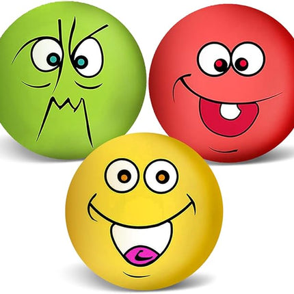 3.14" Squeaky Dog Toys Funny Smile Face Chewing Latex Rubber Soft Fetch Play Interactive Squeaky Dog Balls for Puppy Small Medium Pet Dog (3PCS)