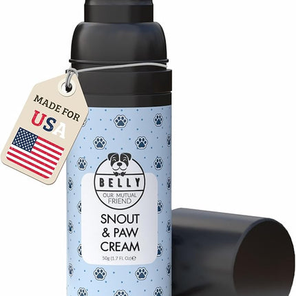 Belly Snout & Paw Cream for Dogs (1.7 oz) - 100% Natural Lick Safe Moisturizer, Soother & Protector for Cracked Paws, Snow & Salt - Fragrance Free - Elbows, Paws & Snout Soother for Dogs