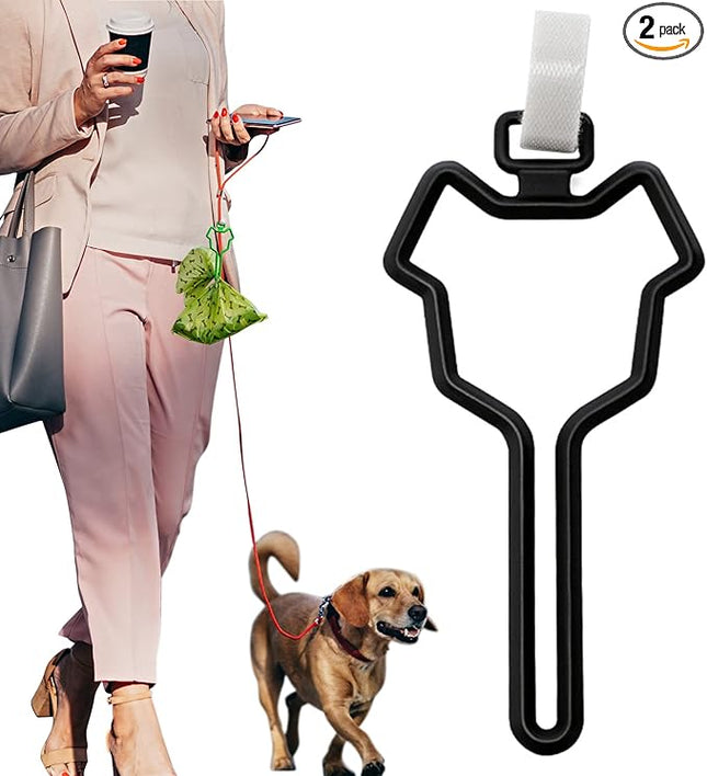 Dalzom® 2Pcs Dog Poop Bag Holder, Premium Waste Bag Holder Carrier for Leash, Dog Poop Bag Dispenser for Walking Running Bicycle Accessory (Black)