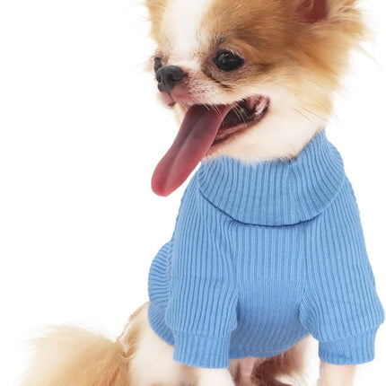 LOPHIPETS Small Dog Turtleneck Sweaters for Chihuahua Puppy Clothes-Light Blue/L