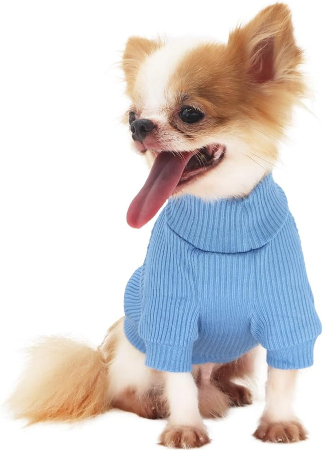 LOPHIPETS Small Dog Turtleneck Sweaters for Chihuahua Puppy Clothes-Light Blue/L