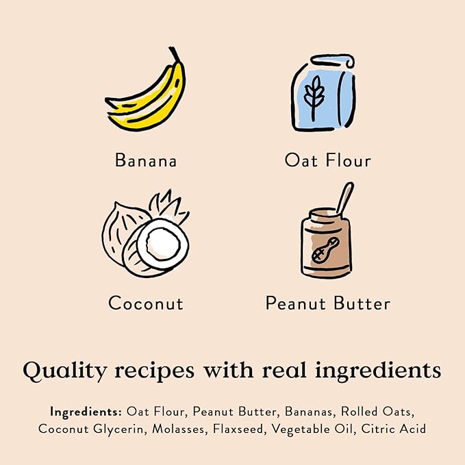Bocce's Bakery Oven Baked PB & Banana Recipe Treats for Dogs, Wheat-Free Everyday Dog Treats, Real Ingredients, Baked in The USA, All-Natural Soft & Chewy Cookies, Peanut Butter & Banana, 6 oz