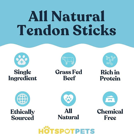 hotspot pets Beef Tendon Chews for Dogs (10 Pack) - Made in USA - 8 Inch All Natural, Free-Range, Grass-Fed Premium USDA Gambrol Beef Tendon Stick Treats, Great for Joint Health