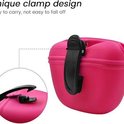 AUDWUD Silicone Dog Treat Pouch,With Dog Training Clicker,Clip on Portable Training Container,Convenient Magnetic Buckle Closing and Upgraded Waist Clip for Enhanced Stability