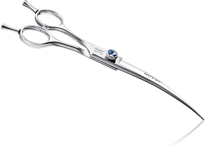 JASON 7" Curved Dog Grooming Scissors, Cats Grooming Shears Pets Trimming Kit with for Left Handed Groomers, Sharp, Comfortable Shear