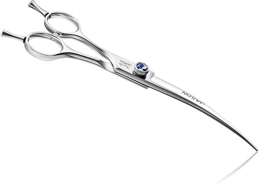 JASON 7" Curved Dog Grooming Scissors, Cats Grooming Shears Pets Trimming Kit with for Left Handed Groomers, Sharp, Comfortable Shear