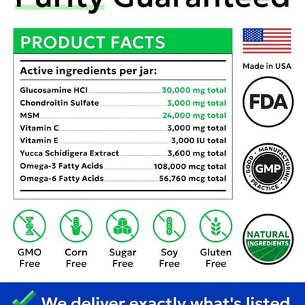 Glucosamine Chondroitin Dog Hip & Joint Supplement - Joint Pain Relief - Hip & Joint Chews for Dogs - Joint Support Large Breed - Senior Doggie Vitamin Pills Joint Health (240 Treats - Peanut Butter)