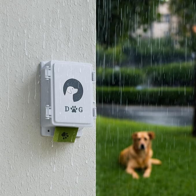 Wall Mount Dog Poop Bag Dispenser, Outdoor Dog Poop Bag Holder,Heavy Duty & Waterproof, ABS Plastic Material, Suitable for Yard Patio Garage Lawn Pet Waste Station