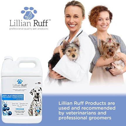Lillian Ruff PRO Formula Berry Blue Brightening Dog Conditioner - Professional Whitening Conditioner, Hydrate Dry Skin, Soften, Detangle, Restore Shine - Provitamin B5, USA Made 128oz