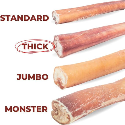 Bully Bunches Premium 6 Inch Thick Odor-Free Bully Sticks for Small & Medium Dogs - Long Lasting Chews for Oral Care- All Natural & Single Ingredient, 100% Beef Dog Treat, Rawhide Free (10 Pk)