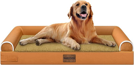 Large Dog Bed Orthopedic Washable: Beds Bolster XL Bed Big XLarge Dogs Egg Crate Foam Couch Sofa Waterproof with Removable Cover - Orange