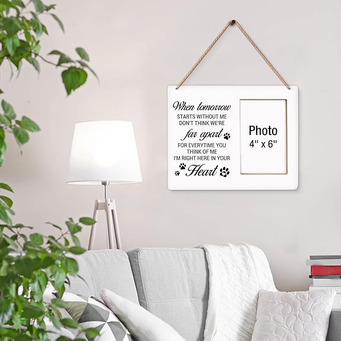 Pet Memorial Gifts for Loss of Dog Picture Frame, Sympathy Gifts for Pet Lovers, Passing Away Bereavement Remembrance Memorial Gift for Loss of Dog Pet Cat Wood Photo Frames, 4 x 6 Inch Photo