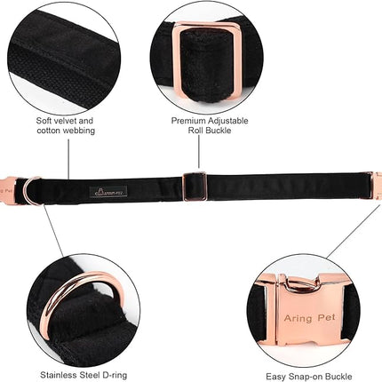 ARING PET Bowtie Dog Collar,Velvet Dog Collars with Removable Bowtie, Adjustable Bowtie Collar for Girl and Boy Dogs.