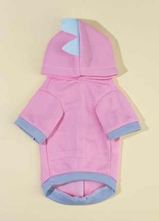 QWEEE Dinosaur Dog Hoodie - Warm Jacket for Puppy, Kitten, Small, Medium Dogs & Cats - Baby Pink, XX-Small