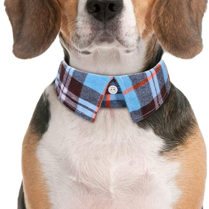 Faleela Cotton Plaid Shirt Style Dog Collar Soft Cute,Boy Dog Collar with Quick-Release Buckle,Adjustable Bow Tie Collar for Small Medium Large Dogs