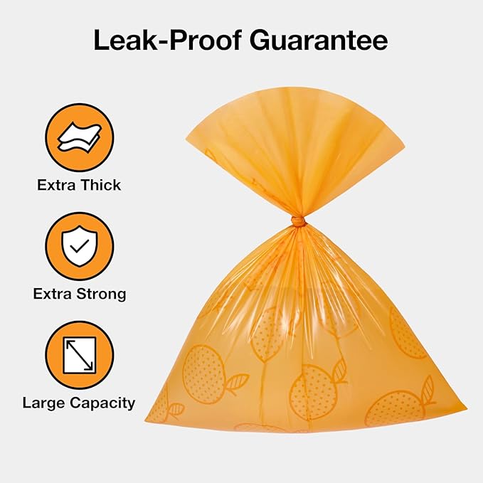 VETRESKA Citrus Scented Dog Poop Bags, Leak Proof, Extra Thick and Large Pet Waste Bags for Dogs Walking, Cat Litter and Babies' Diaper, 540 Count Bags (36 Refill Rolls), Orange
