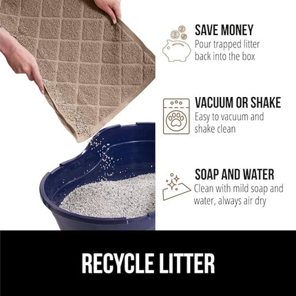 GORILLA GRIP Cat Litter Box Mat, Water Resistant, US Designed Kitty Litter Trapping Mats, Easy to Clean, Scatter Control, Less Mess and Clean Floors, Kitten Supplies for Indoor Cats, 24x17 Beige
