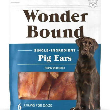 Amazon Brand – Wonder Bound Whole Pig Ears Dog Treats, Pork, 6 ounce, 6 Count (Pack of 1)
