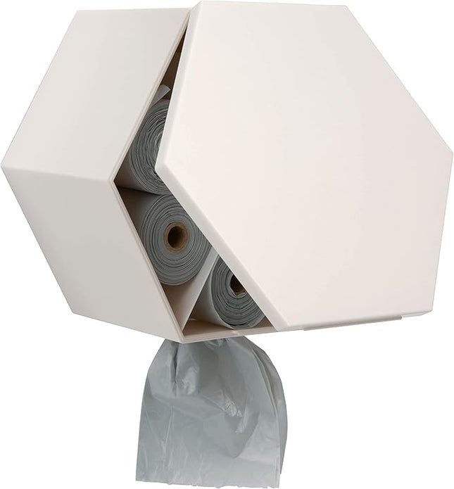 Leash Boss Dog Poop Bag Dispenser Wall Mount with Container for Extra Storage, Doggy Bag Holder for Pet Waste Stations, Includes 8 Rolls (120 Bags) of Unscented Pet Waste Bags